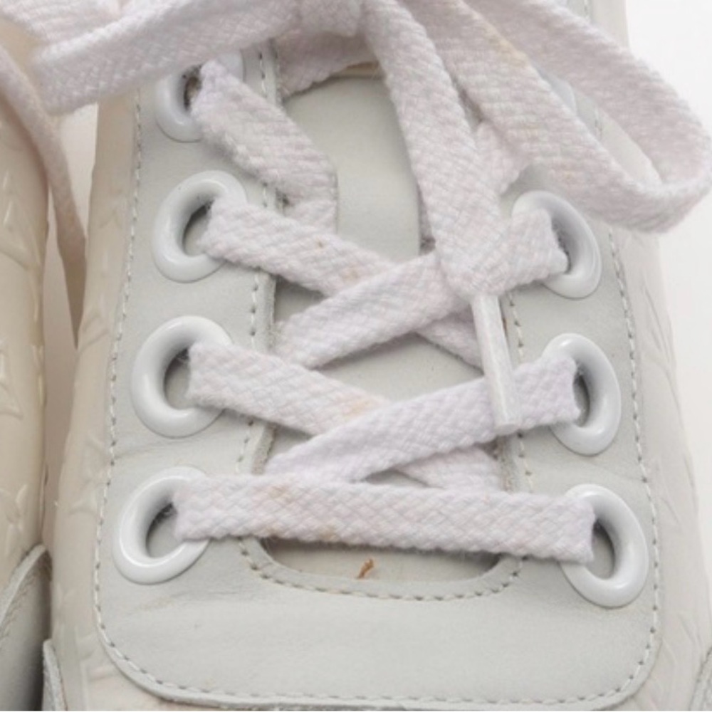 Louis Vuitton White and Light Gray Women's Lace-Up Sneakers - Picture 5 of 6